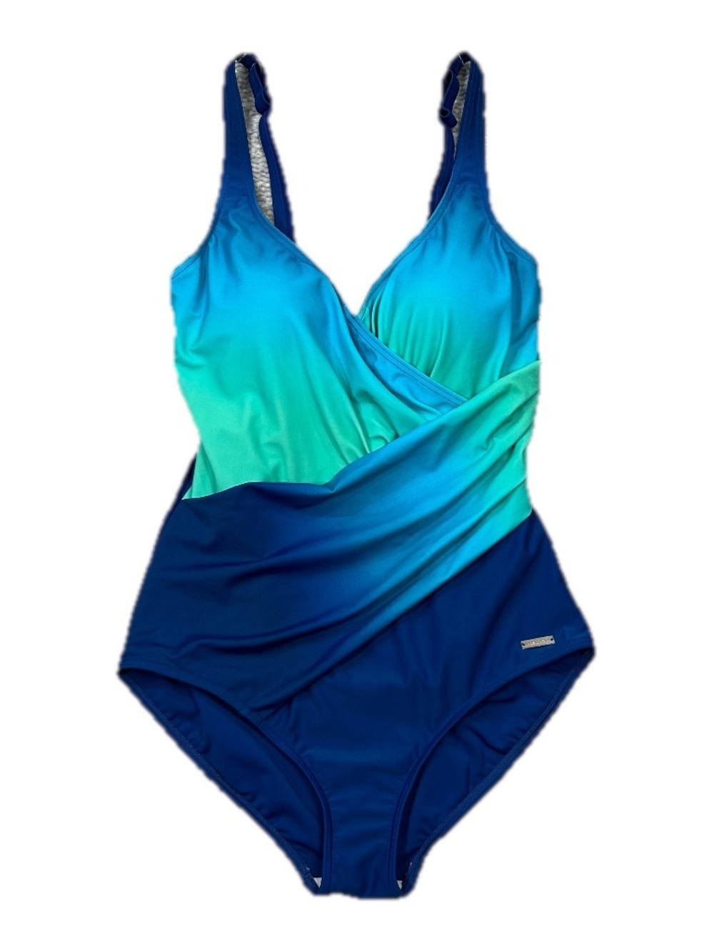 Lascana for Venus Surplice Sliming Blue Teal One Piece Swimsuit Size 10